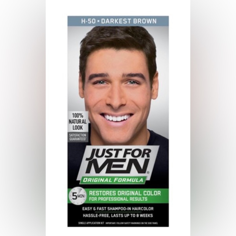 Just for Men Hair Color H-50 Darkest Brown Original Formula 5 Min Shampoo 4931